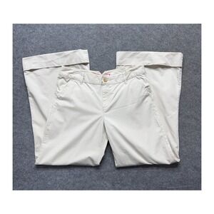Old Navy Womens Khaki Pants Size 8 Mid-Rise Wide Leg Cuffed Hem Beige 2008